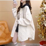 フード配色パーカー/フクレ織柄/ドットボタン/シャツ風パーカー | LETee | 詳細画像4