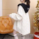 フード配色パーカー/フクレ織柄/ドットボタン/シャツ風パーカー | LETee | 詳細画像8