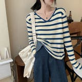BLUE | ボーダーロンT/カットソー | LETee