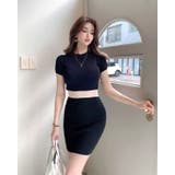 BLACK | バイカラーニットワンピース | LETee
