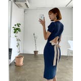 バックオープンリボン半袖ニットワンピース | LETee | 詳細画像7