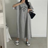 GREY | 半袖ロゴプリントTシャツワンピース | LETee