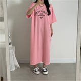 PINK | 半袖ロゴプリントTシャツワンピース | LETee