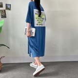 NAVYBLUE | 半袖ロゴバックプリントTシャツワンピース | LETee