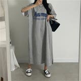 GREY | 半袖ロゴプリントTシャツワンピース | LETee