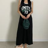 BLACK | ノースリーブロゴプリントワンピース | LETee