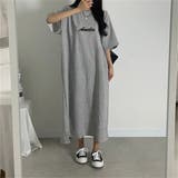 GREY | 半袖ロゴプリントTシャツワンピース | LETee