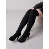 スエード（ブラック） | ロゴチャームニーハイブーツ | LIPSERVICE