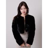 ブラック | カッティングショートファージャケット | LIPSERVICE