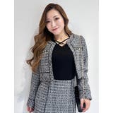 ブラック | glossy tweedノーカラージャケット | LIPSERVICE