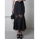 ブラック | インナーショーパン付レース切替マーメイドスカート | LIPSERVICE