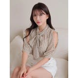 ミックス２ | ショルダーボタンシアーリボンブラウス | LIPSERVICE