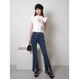 デコルテオープンフリルスリーブブラウス | LIPSERVICE | 詳細画像3 