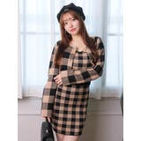 ブラウン | レトロチェックアンサンブルニットワンピース | LIPSERVICE
