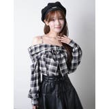 オフショルリボンチェックシャツトップス | LIPSERVICE | 詳細画像1 
