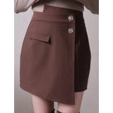 ブラウン | アシメボタンラップショートパンツ | LIPSERVICE