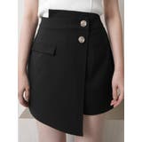 ブラック | アシメボタンラップショートパンツ | LIPSERVICE