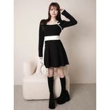 バックリボンバイカラーフレアワンピース | LIPSERVICE | 詳細画像3