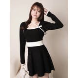 バックリボンバイカラーフレアワンピース | LIPSERVICE | 詳細画像4