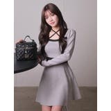 バックリボンバイカラーフレアワンピース | LIPSERVICE | 詳細画像18