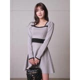 バックリボンバイカラーフレアワンピース | LIPSERVICE | 詳細画像26