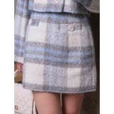 ブルー | シャギーチェック台形スカート | LIPSERVICE