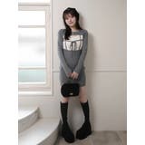 デコルテオープンバイカラーリボンニットワンピース | LIPSERVICE | 詳細画像3