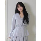 グレー | ベルト付ツイードミドルジャケット | LIPSERVICE