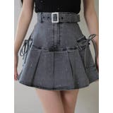 グレー | Jewelデニムプリーツスカート | LIPSERVICE