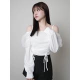 ホワイト | チュールギャザーオフショルトップス | LIPSERVICE