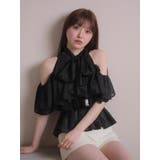ブラック | 2wayリボンティアードブラウス | LIPSERVICE
