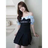 ネイビー | オフショルハーフシャツレイヤードワンピース | LIPSERVICE