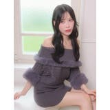 ワイドオフショルブラウジングファーワンピース | LIPSERVICE | 詳細画像1