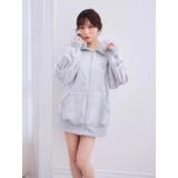 グレー | 【水瀬さららコラボ】ファーフードジュエルパーカーワンピース | LIPSERVICE