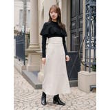 ブラック | ケーブルフリルニットドッキングワンピース | LADYMADE