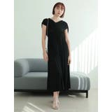 ブラック | クロスギャザーカットワンピース | LADYMADE