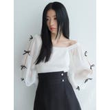 ホワイト | リボンスリーブドッキングニット | LADYMADE