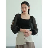ブラック | リボンスリーブドッキングニット | LADYMADE