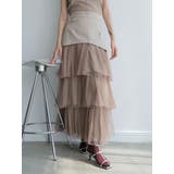 ベージュ | ラメチュールフリルティアードスカート | LADYMADE