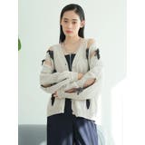 スエード(茶系) | ホールリボンニットカーディガン | LADYMADE