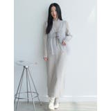 リボンチュールトップス×ラメニットワンピースセット | LADYMADE | 詳細画像1 