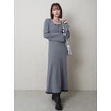 グレー | フロントジップレイヤードニットワンピース | LADYMADE