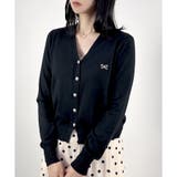 ブラック | 【2025AW新作】リボン刺繍ニットカーディガン | CLOTHY