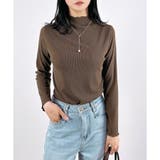 ブラウン | 【2025AW新作】ハイネック起毛リブトップス | CLOTHY