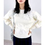 オフホワイト | 【2025AW新作】フラワーモチーフニットトップス | CLOTHY