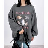 チャコールグレー | 【2025AW新作】ねこプリントスウェットチュニック | CLOTHY