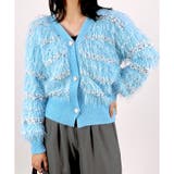 サックス | 【2025AW新作】パールボタンシャギーニットカーディガン | CLOTHY