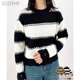 【2025AW新作】ダメージボーダーニットトップス | CLOTHY | 詳細画像1 