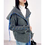 チャコールグレー | 【2025AW新作】セーラーカラー配色リボンカーディガン | CLOTHY