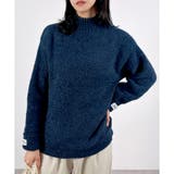 ネイビー | 【2025AW新作】カフスラベルハイネックニットトップス | CLOTHY